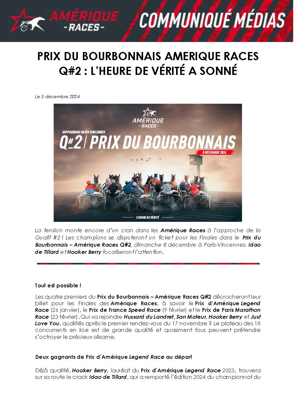 Prix du Bourbonnais Amérique Races Q#2 : L’heure de vérité a sonné